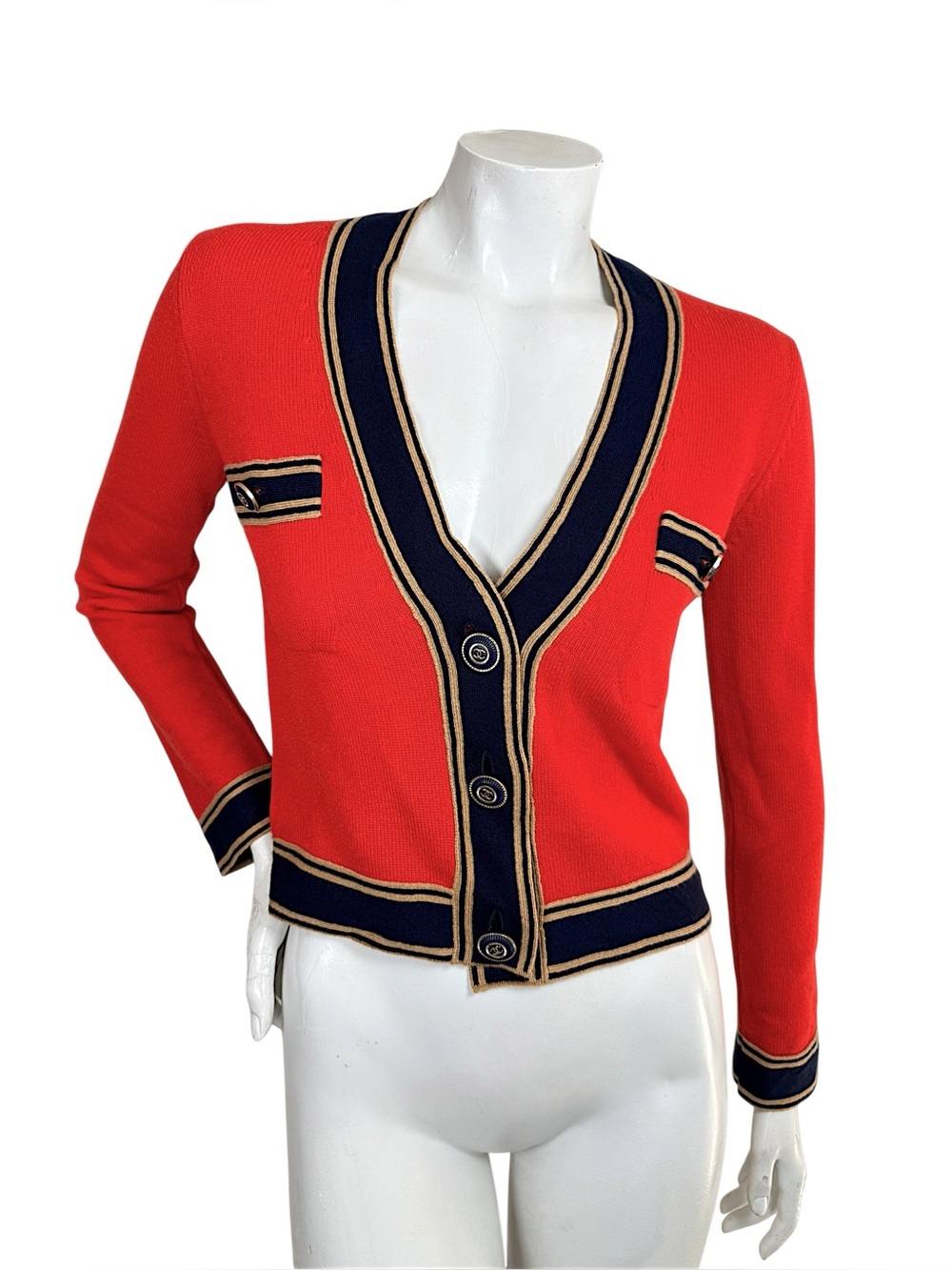 Chanel 20C Resort 2020 Red Cashmere CC Cardigan FR34 Runway Reference
